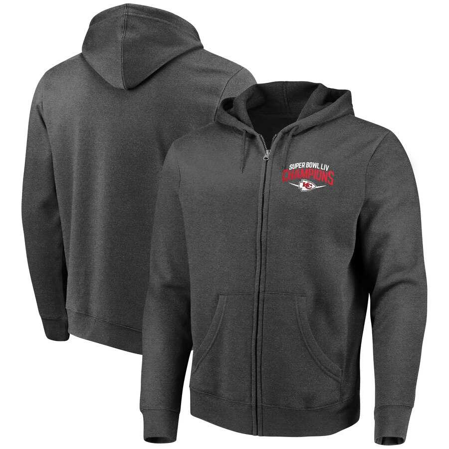 Kansas City Chiefs NFL Pro Line by Fanatics Branded Super Bowl LIV Champions Replay Full Zip Hoodie Heather Charcoal,We sell and wholesale Kansas City Chiefs NFL Pro Line by Fanatics Branded Super Bowl LIV Champions Replay Full Zip Hoodie Heather Charcoal on line form chian!